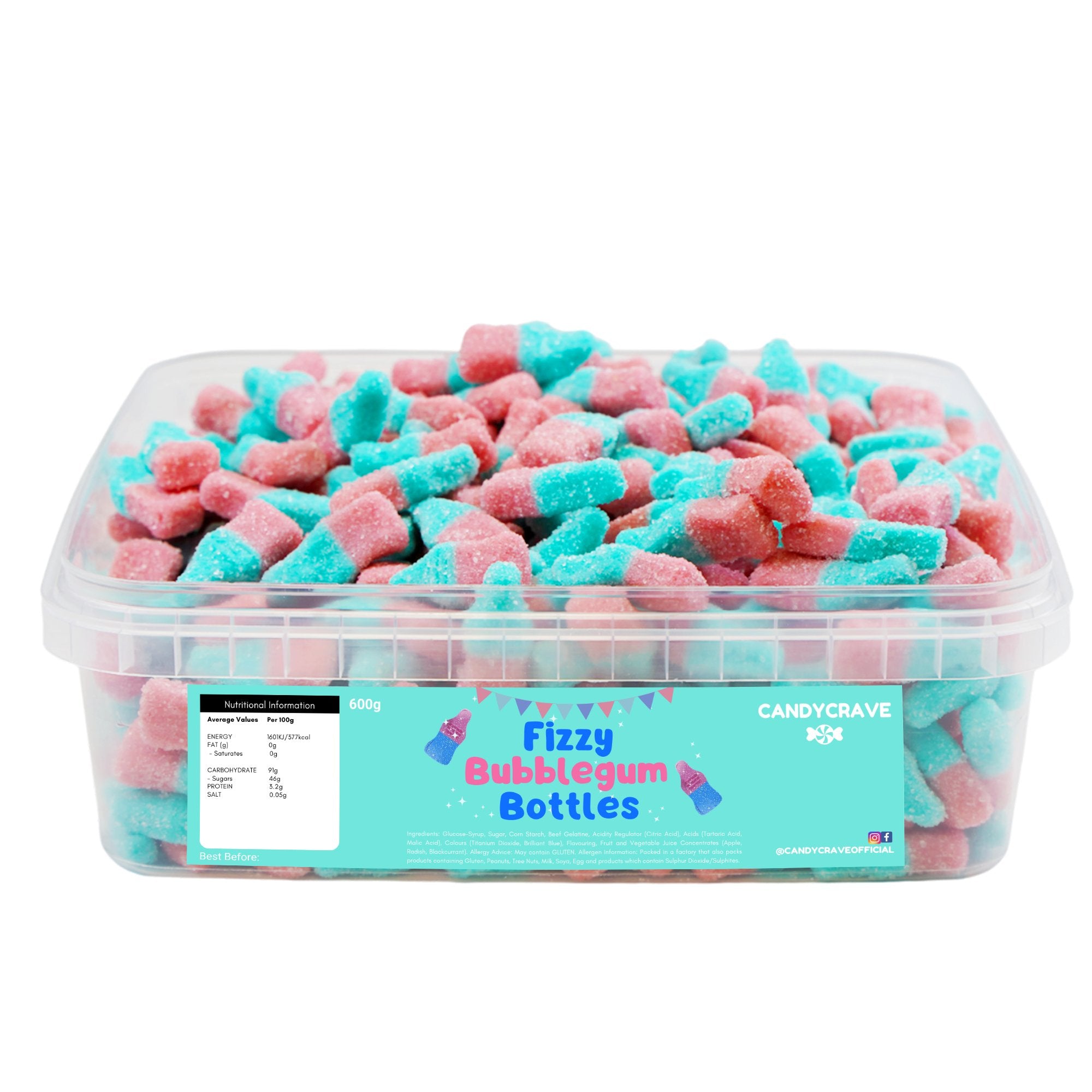 Candy Crave Bubblegum Bottles Tub 600g - Jessica's Sweets