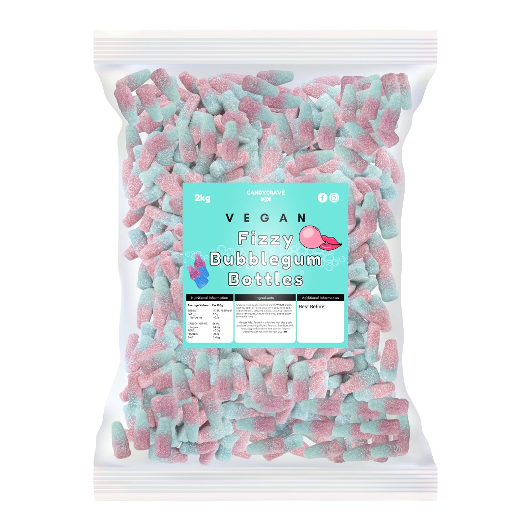 Candy Crave Fizzy Bubblegum Bottles 2kg (VEGAN) - Jessica's Sweets