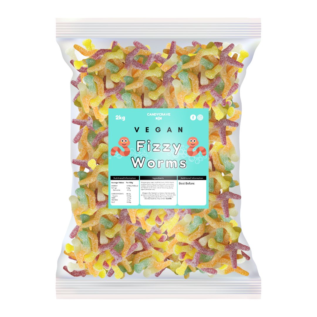 Candy Crave Fizzy Worms 2kg (VEGAN) - Jessica's Sweets