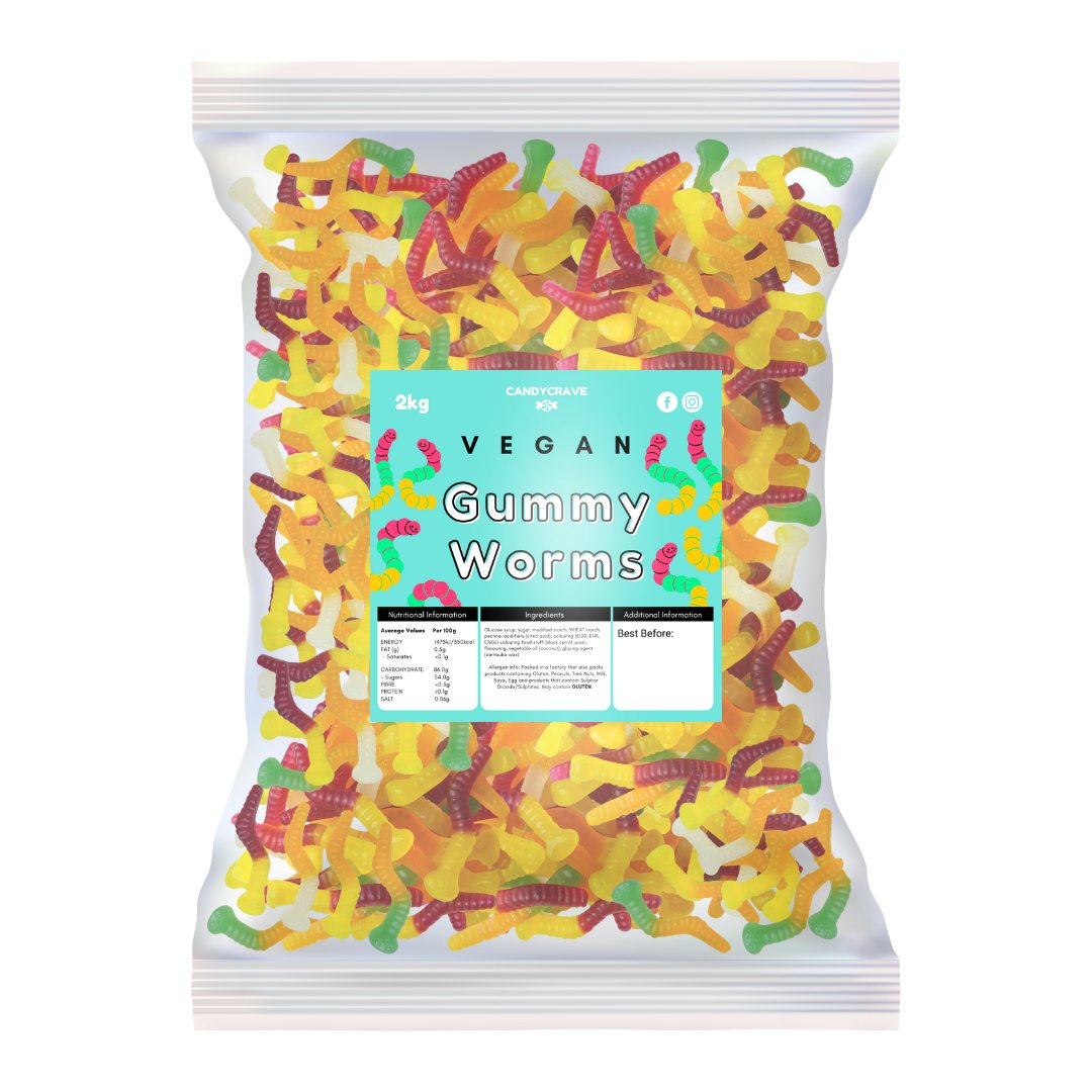 Candy Crave Gummy Worms 2kg (VEGAN) - Jessica's Sweets