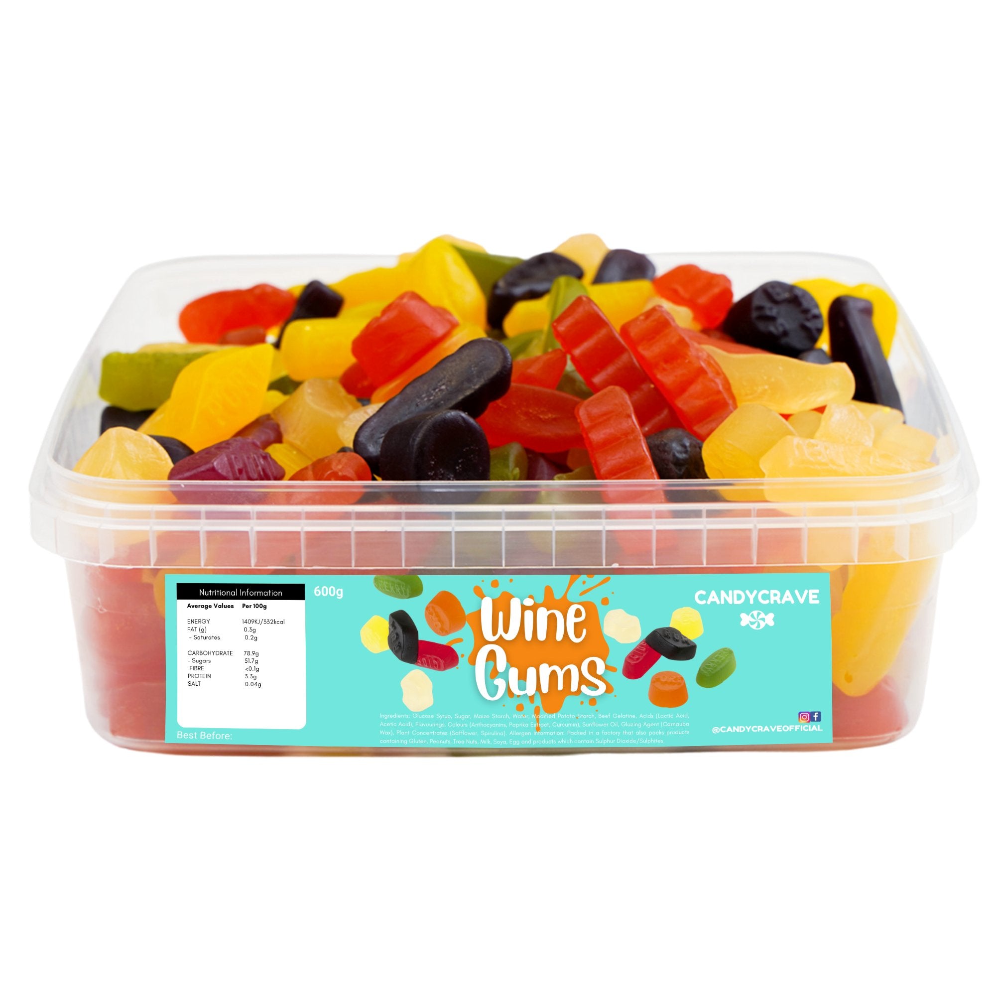 Candy Crave Wine Gums Tub 600g - Jessica's Sweets