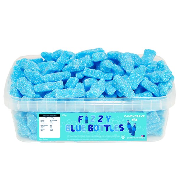 Candy Crave Giant Fizzy Blue Bottles Tub 600g - Jessica's Sweets