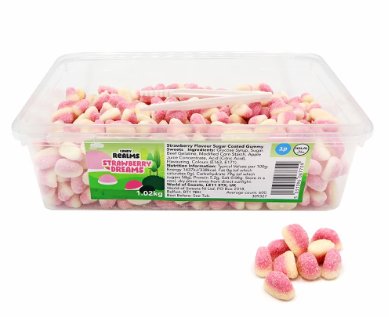 Candy Realms Strawberry Dreams 1p Tub 1kg - Jessica's Sweets