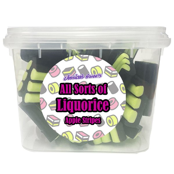 Jessica's Sweets All Sorts of Liquorice Apple Stripes 150g - Jessica's Sweets