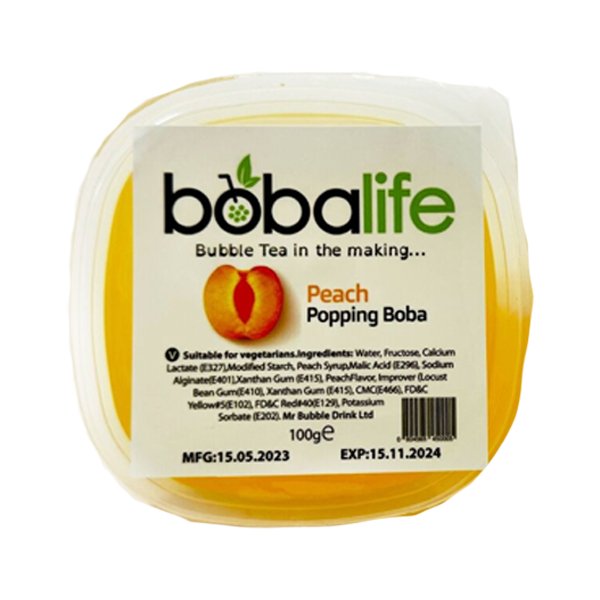 Boba Life - Peach Flavour Popping Boba 100g - Jessica's Sweets