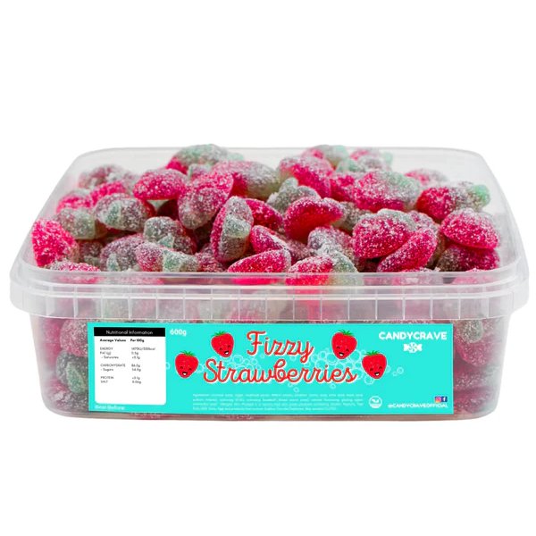 Candy Crave Fizzy Strawberries Tub 600g - Jessica's Sweets