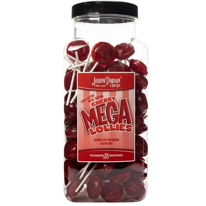 Dobsons Cherry Lollies Jar - 90 Count - Jessica's Sweets