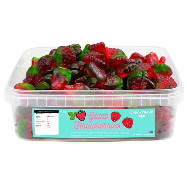 Candy Crave Giant Strawberries Tub 600g - Jessica's Sweets