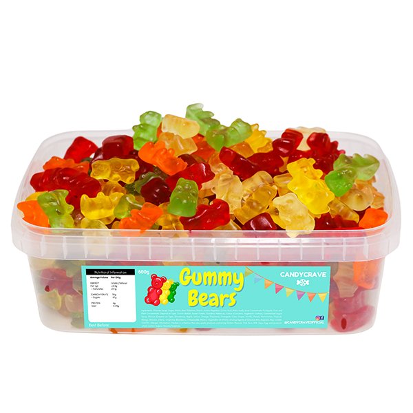 Candy Crave Gummy Bears Tub 600g - Jessica's Sweets