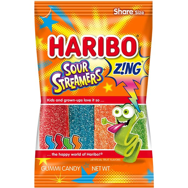 Haribo Z!ng Sour Streamers 141g - Jessica's Sweets
