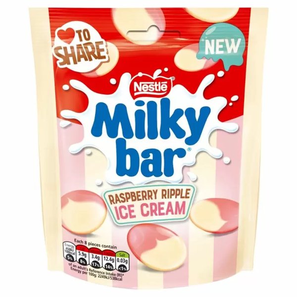 Milkybar Buttons White Chocolate Raspberry Ripple Sharing Bag 86g