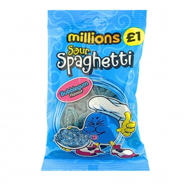 Millions Sour Bubblegum Spaghetti 120g - Jessica's Sweets