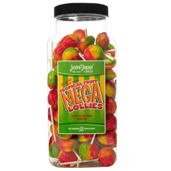 Dobson Tropical Fruit Lollies Jar - 90 Count - Jessica's Sweets