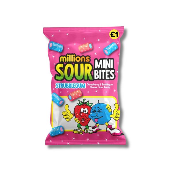 Millions Sour Strubblegum Bites 120g - Jessica's Sweets