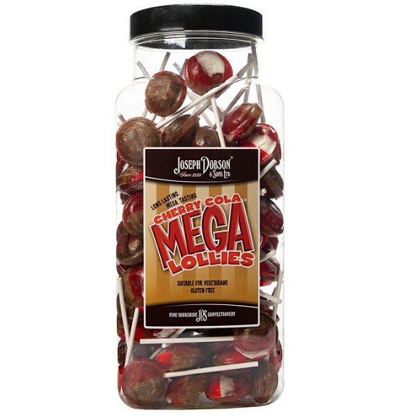 Dobson Cherry Cola Lollies Jar - 90 Count - Jessica's Sweets