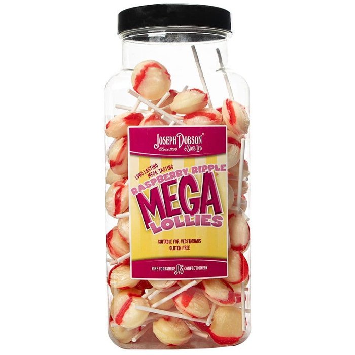 Dobson Raspberry Ripple Lollies Jar - 90 count - Jessica's Sweets