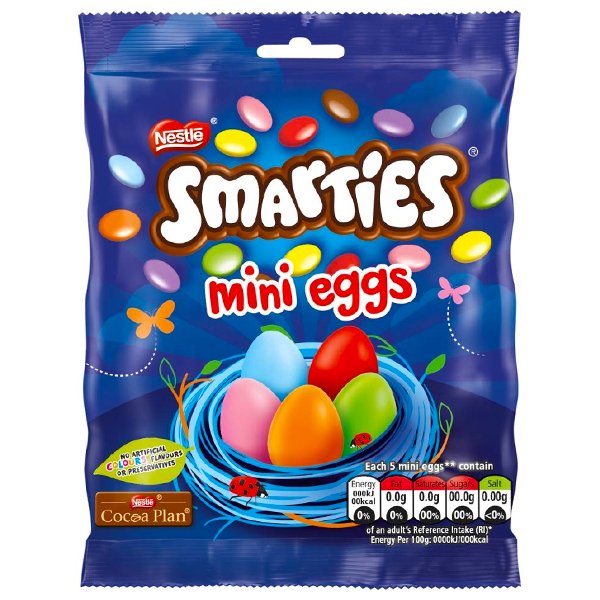 Smarties Milk Chocolate Mini Eggs Pouch 80g - Jessica's Sweets