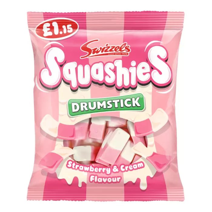 Swizzels Squashies Drumstick Strawberry & Cream Flavour Bag 120g - Jessica's Sweets