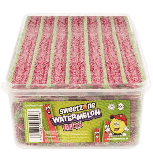 Sweetzone Fizzy Watermelon Belts Tub 100 Pieces