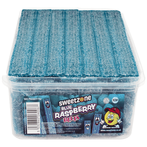 Sweetzone Fizzy Blue Raspberry Belts Tub 100 Pieces