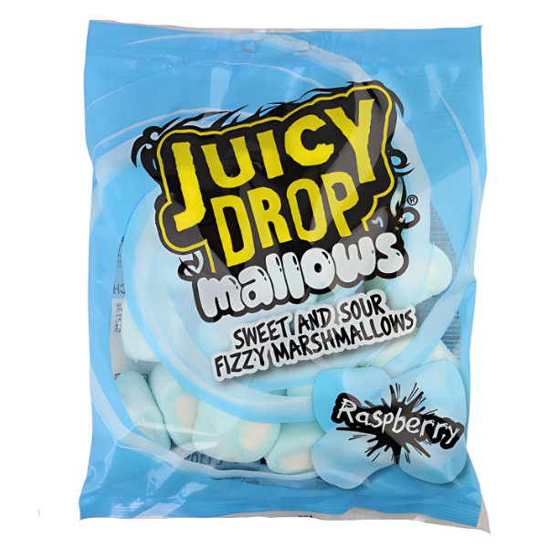 Bazooka Raspberry Juicy Drop Fizzy Mallows 100g - Jessica's Sweets