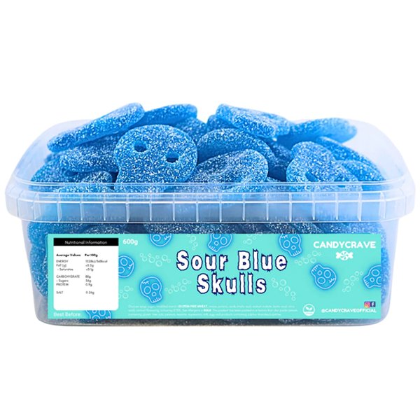 Candy Crave Fizzy Blue Skulls Tub 600g - Jessica's Sweets