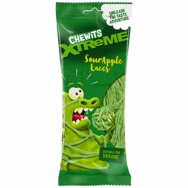 Chewits Xtreme Sour Apple Laces 160g - Jessica's Sweets