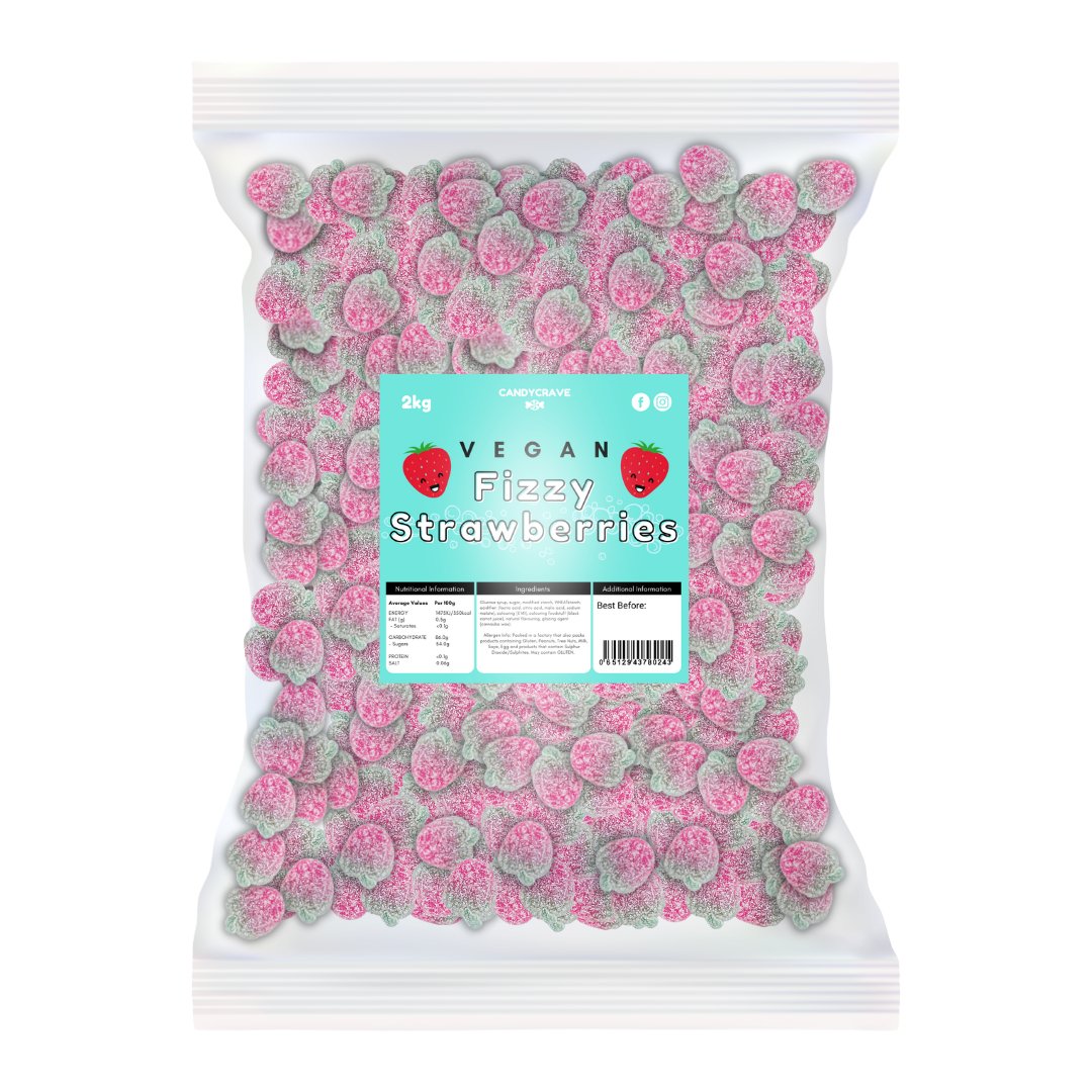 Candy Crave Fizzy Strawberries 2kg (VEGAN) - Jessica's Sweets