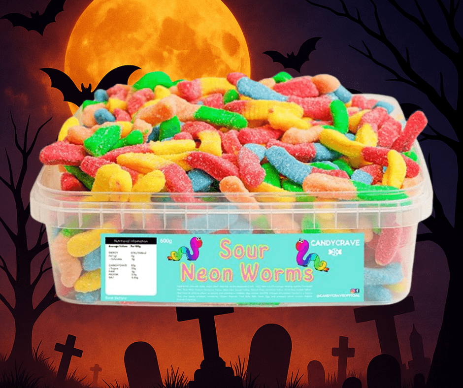 Candy Crave Sour Neon Worms Tub 600g