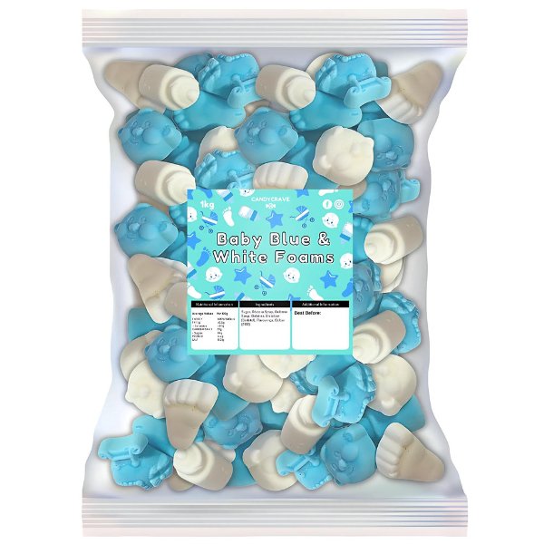 Candy Crave Baby Blue & White Foam Mix 1kg - Jessica's Sweets