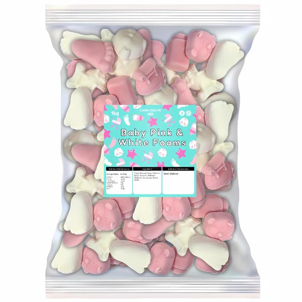 Candy Crave Baby Pink & White Foam Mix 1kg - Jessica's Sweets