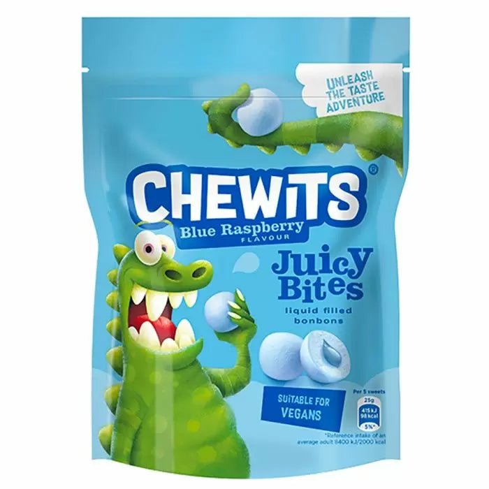 Chewits Juicy Bites Blue Raspberry 115G - Jessica's Sweets