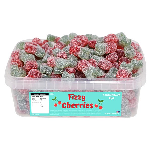 Candy Crave Fizzy Twin Cherries Tub 600g - Jessica's Sweets