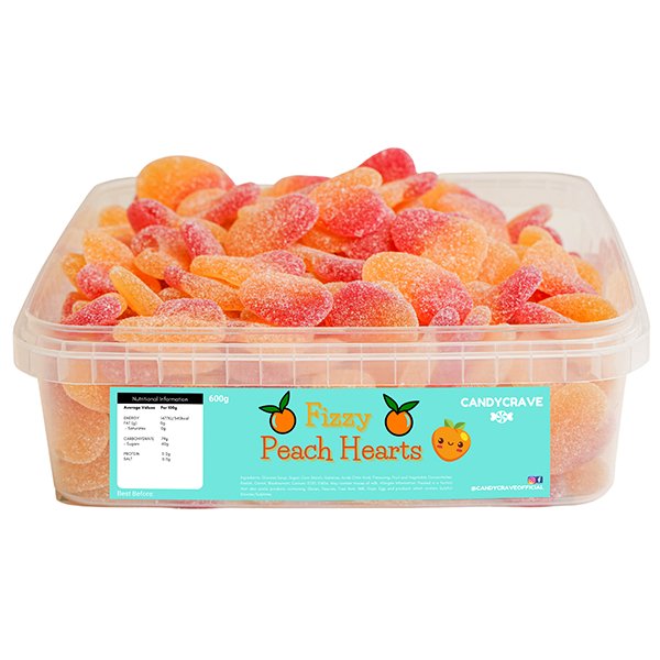 Candy Crave Fizzy Peach Hearts Tub 600g - Jessica's Sweets