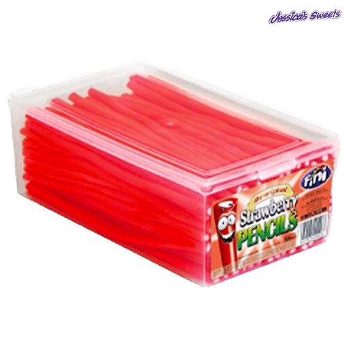 Fini Strawberry Pencils Tub - 100 Count - Jessica's Sweets