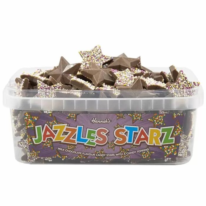 Hannah's Jazzles Starz Milk Chocolate Flavour Candy Tub Approx 120 Pieces - Jessica's Sweets