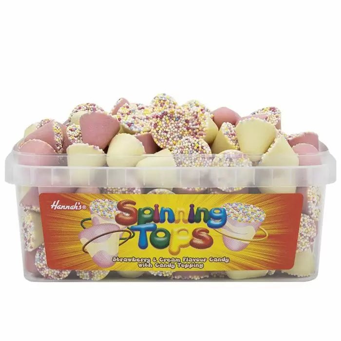 Hannah's Spinning Tops Strawberry & Cream Flavour Candy - Approx 120 Pieces - Jessica's Sweets