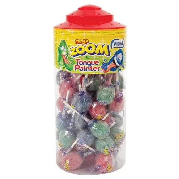 Zoom Mega Tongue Painter Lollies 50 Count - Jessica's Sweets