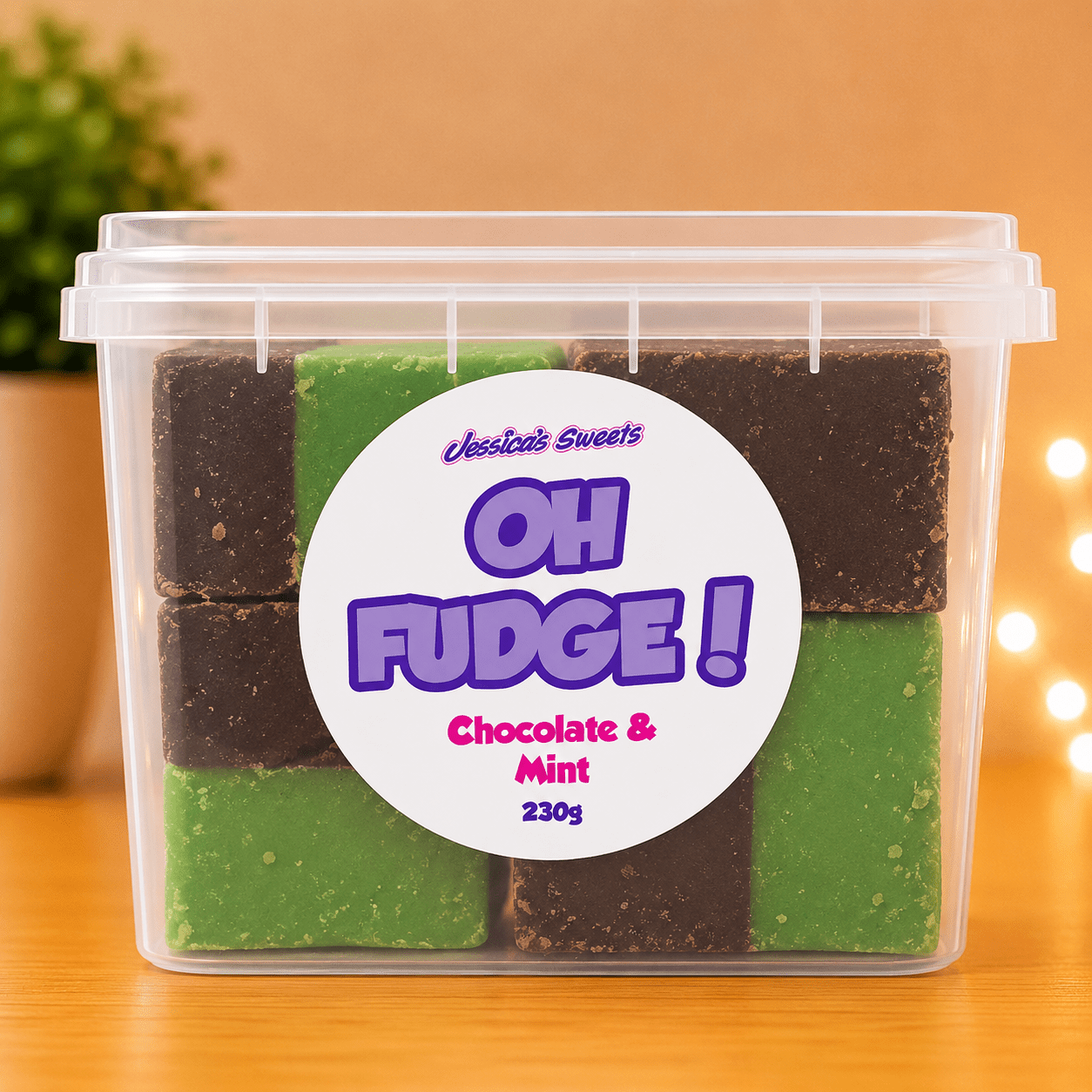 Jessica's Oh Fudge! Chocolate & Mint Flavour Fudge 230g Tub