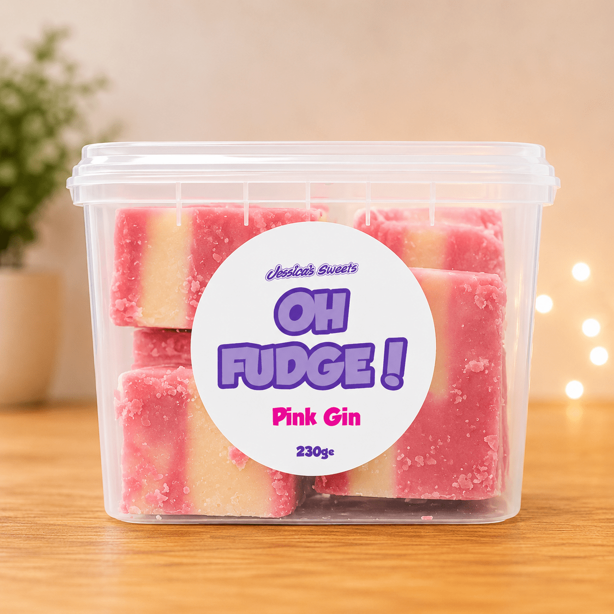 Jessica's Oh Fudge! Pink Gin Flavour Fudge 230g Tub
