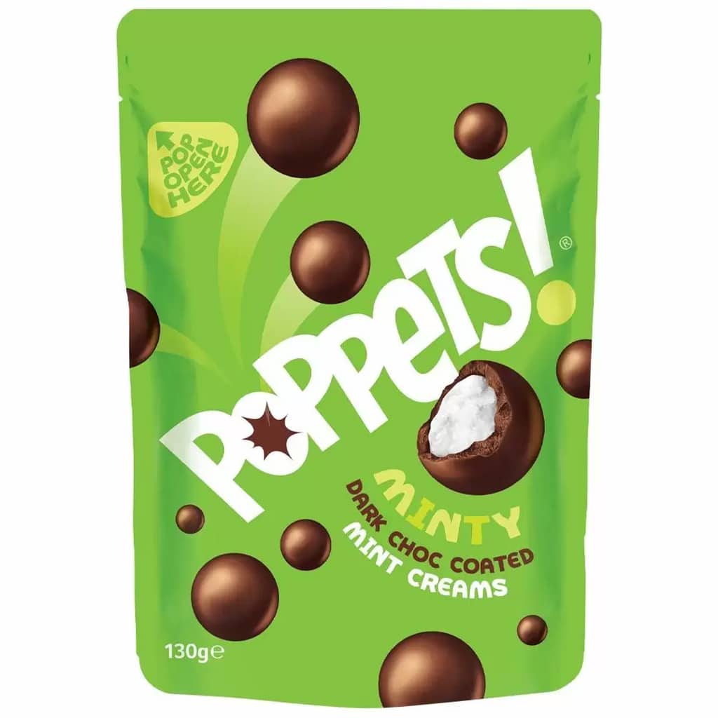 Poppets Dark Chocolate Coated Mint Creams Pouch 120g