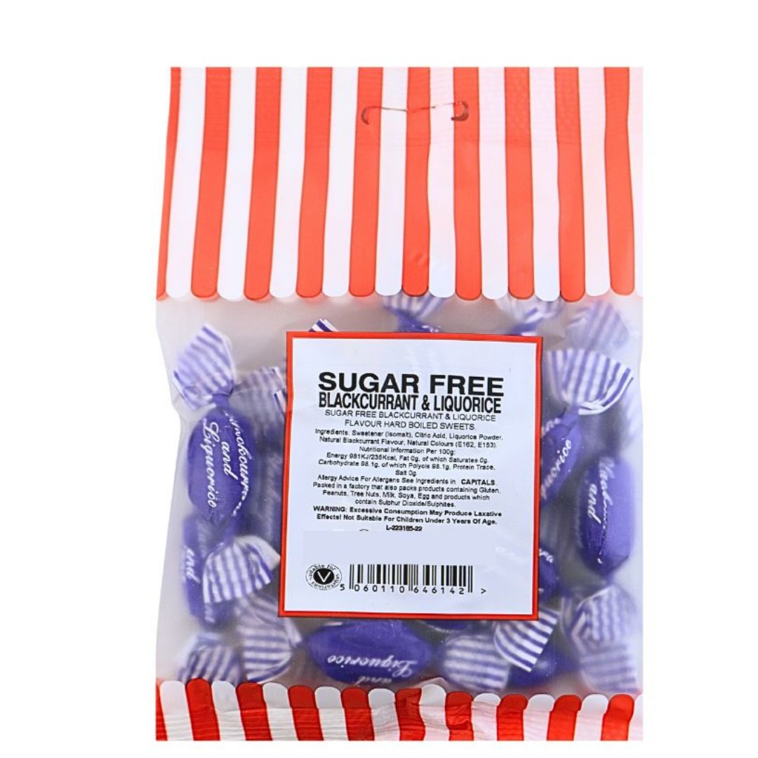 SUGAR FREE BLACKCURRANT & LIQUORICE 75G - Jessica's Sweets