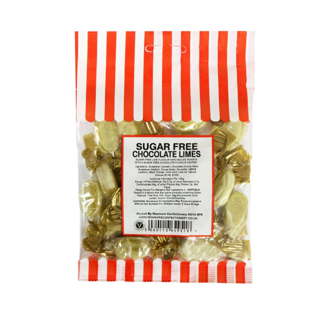 SUGAR FREE CHOCOLATE LIMES 75G - Jessica's Sweets