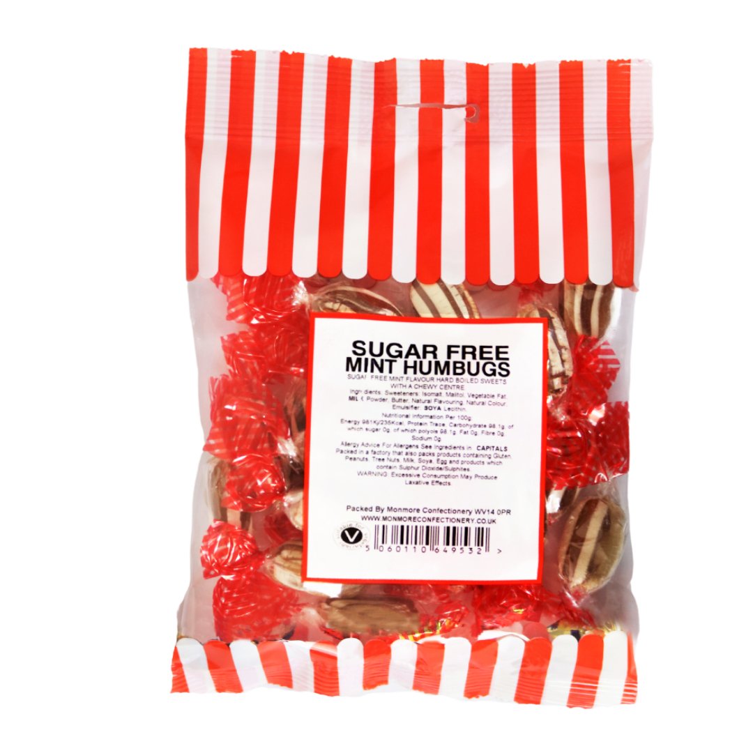 SUGAR FREE MINT HUMBUGS 75G - Jessica's Sweets