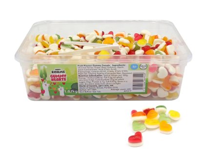 Candy Realms Gummy Hearts 1p Tub 1kg - Jessica's Sweets