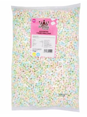 Kingsway Toppings Assorted Micro Mallows Bag 1kg - Jessica's Sweets