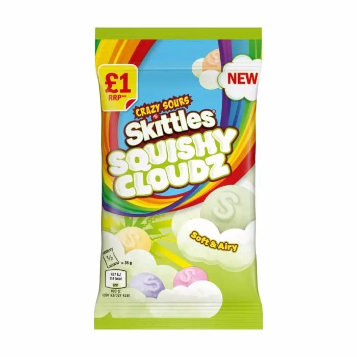 Skittles Squishy Cloudz Crazy Sour Sweets Treat Bag 70g - Jessica's Sweets