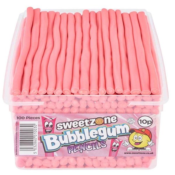Sweetzone Bubblegum Pencils Tub - Jessica's Sweets