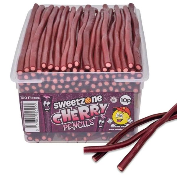 Sweetzone Cherry Pencils Tub - Jessica's Sweets