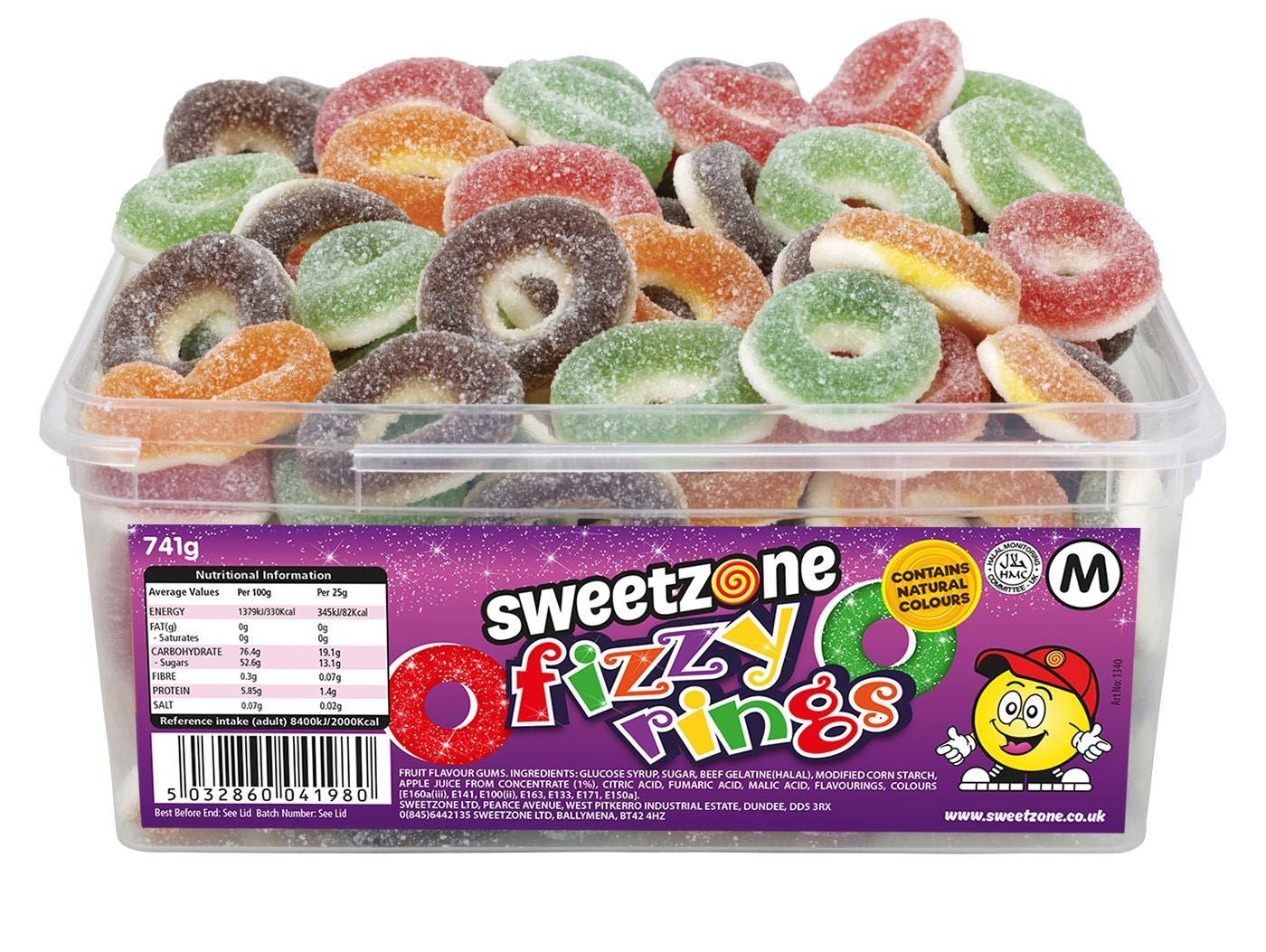 Sweetzone Fizzy Rings Tub 741g - Jessica's Sweets